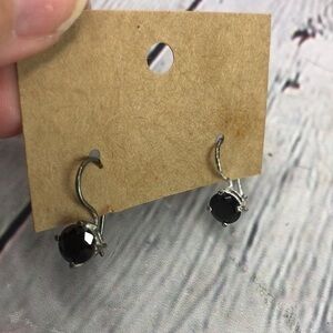 5/$25 Boho silver tone black bead dainty earrings